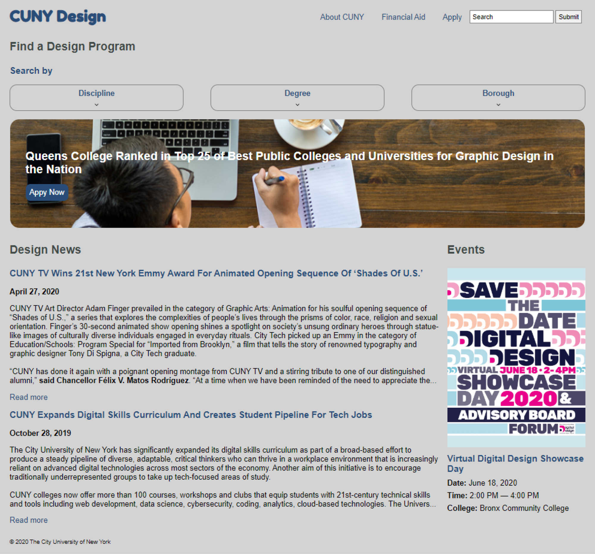 cuny design home page image