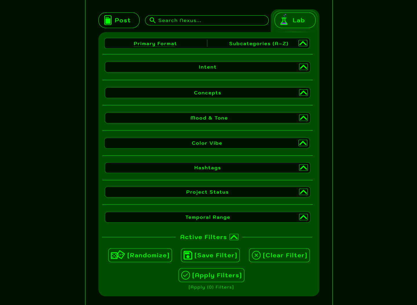 nexus filter the lab closed