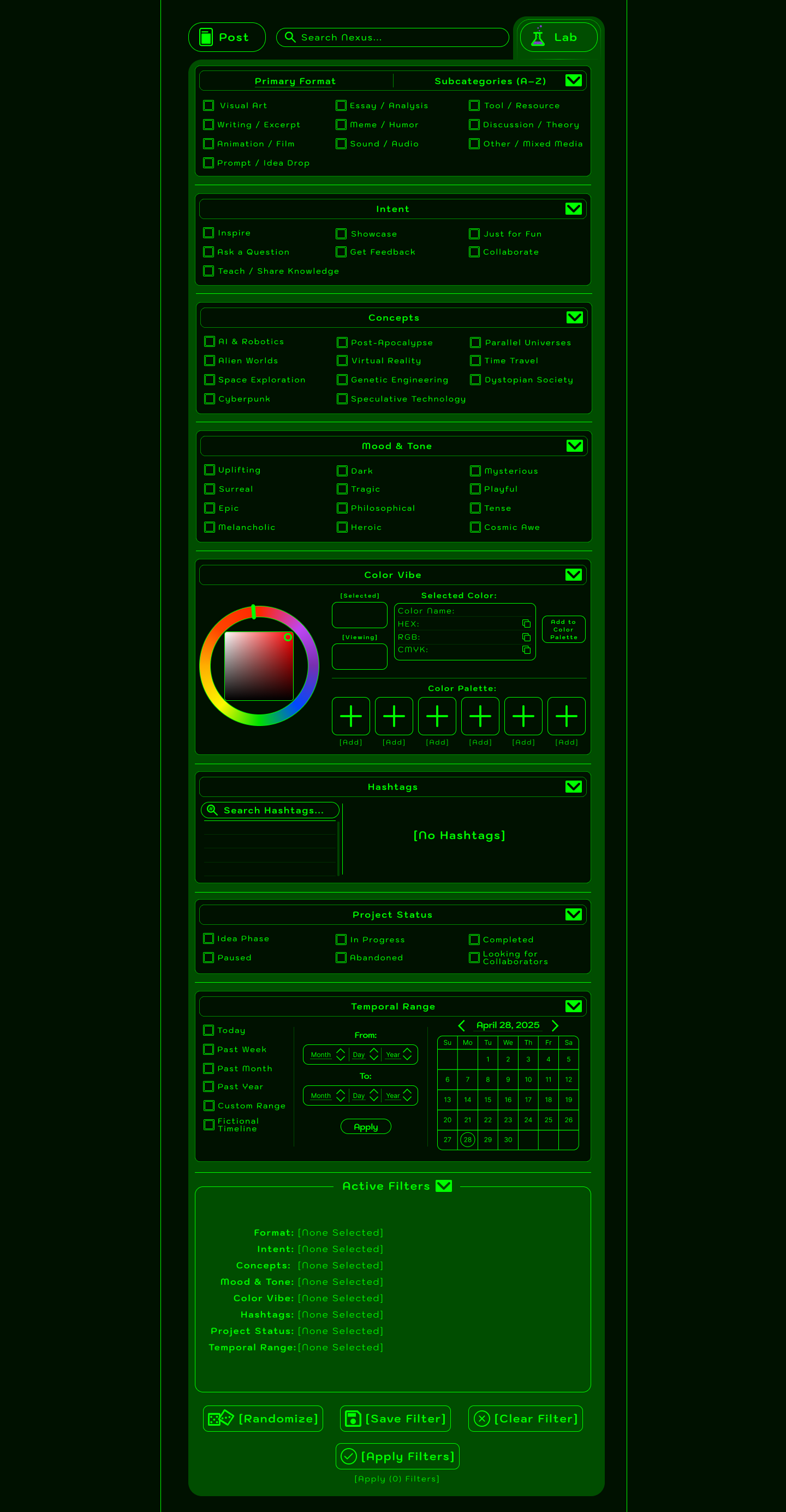 nexus filter the lab open