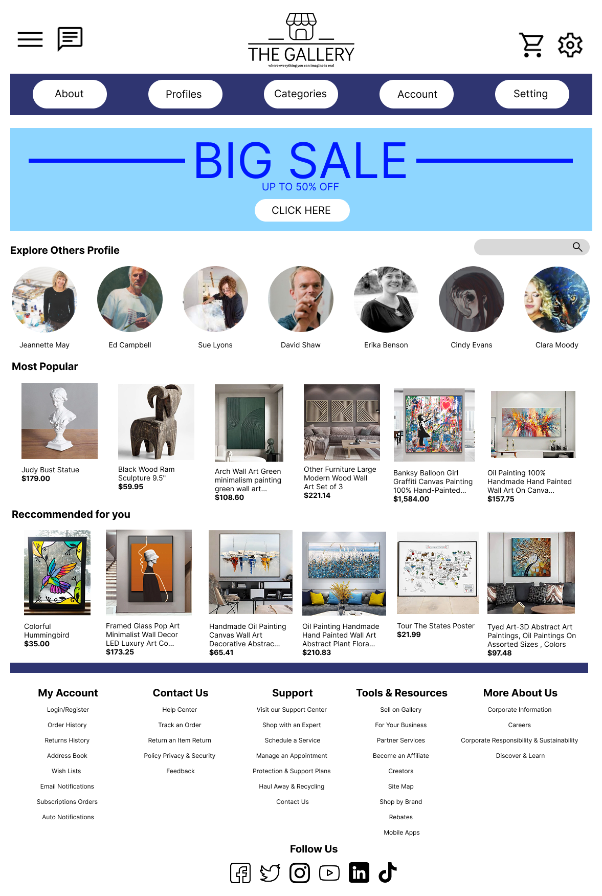 the gallery homepage